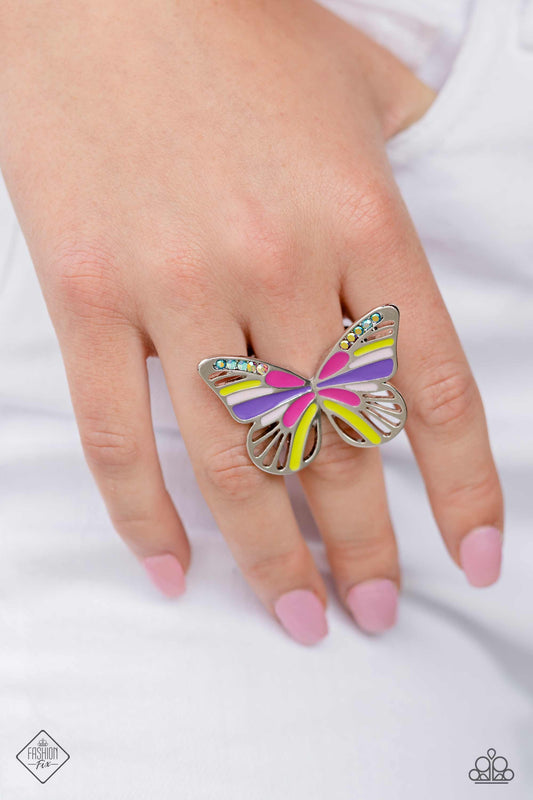 Do the FLIGHT Thing - Multi Colored Butterfly Ring Fashion Fix August 2023 Paparazzi R0506