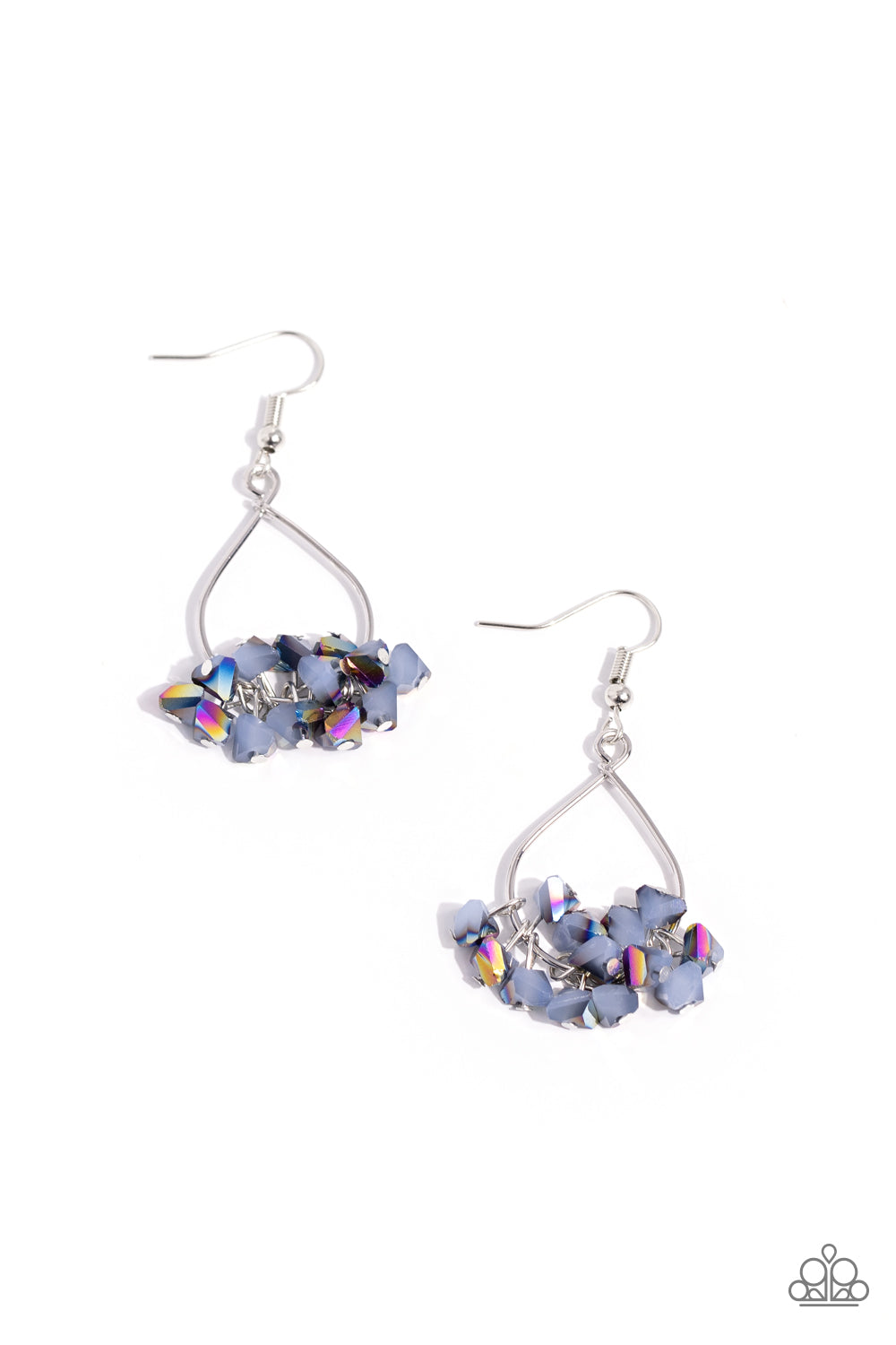 Charm of the Century - Blue Oil Spill Finish Bead Teardrop Earring Paparazzi E1753