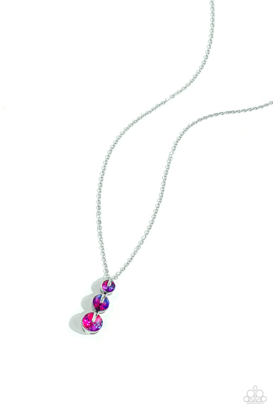 Ombré Obsession - Multi Ombre' UV Finish blue, Purple, Pink Gem Necklace Paparazzi N1888
