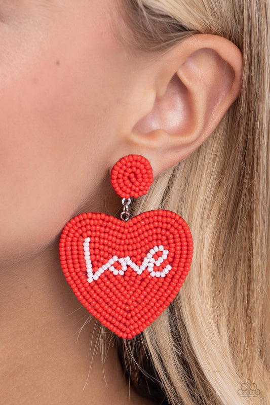 Sweet Seeds - Red Heart Love Seed Bead Valentine Earring Paparazzi E1764