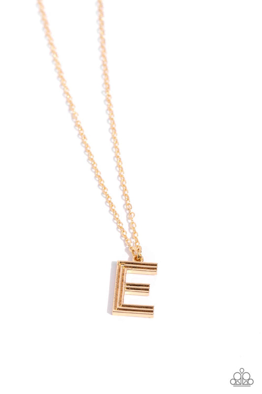 Leave Your Initials - Gold - E Initial Necklace Paparazzi N1708