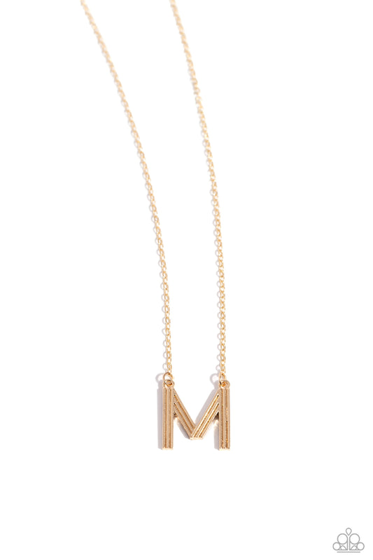 Leave Your Initials - Gold - M Initial Necklace Paparazzi N1712