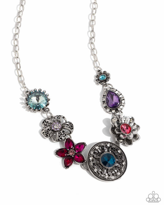 Paparazzi Giddy Garden - Multicolored Flower Necklace Life Of The Party March 2024 N2235