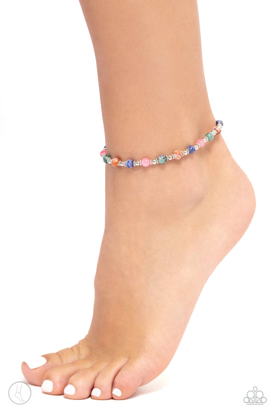 Tranquil Tribute - Multi Colored Natural Stone Anklet Paparazzi Clasp Closure Anklet Paparazzi B1546
