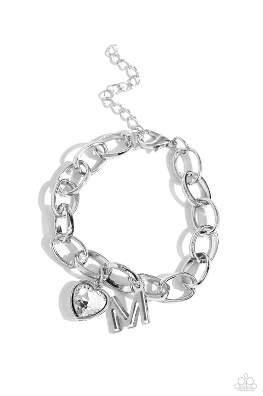 Guess Now Its INITIAL - White - M Initial White Heart Bracelet Paparazzi B1343