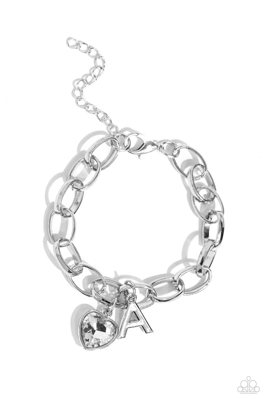 Guess Now Its INITIAL - White - A Initial White Heart Bracelet Paparazzi B1347