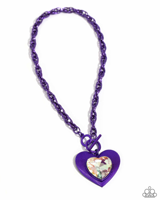 Paparazzi Modern Matchup - Purple Metal Heart Necklace Life Of The Party March 2024 N2558