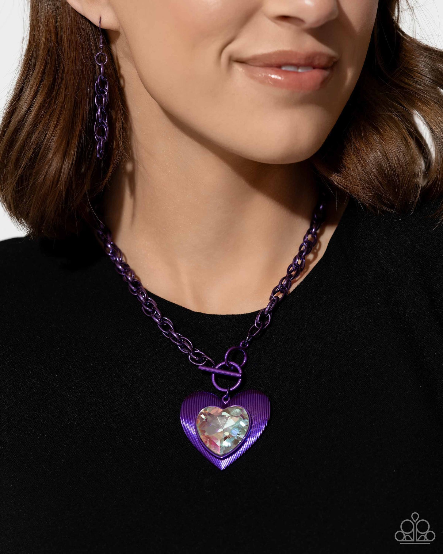 Modern Matchup - Purple Metal Heart Necklace Life Of The Party March 2024 Paparazzi