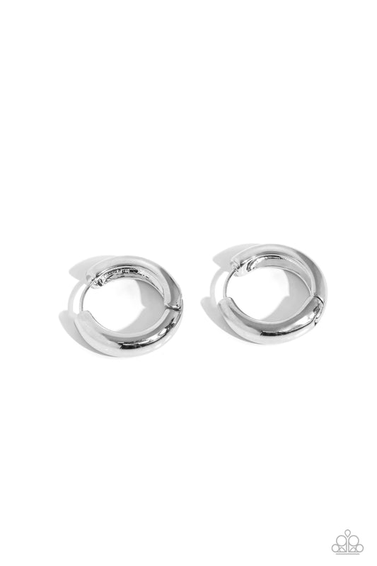 Simply Sinuous - Silver 1/2 Inch Hoop Hinge Closure Earring Paparazzi E0584