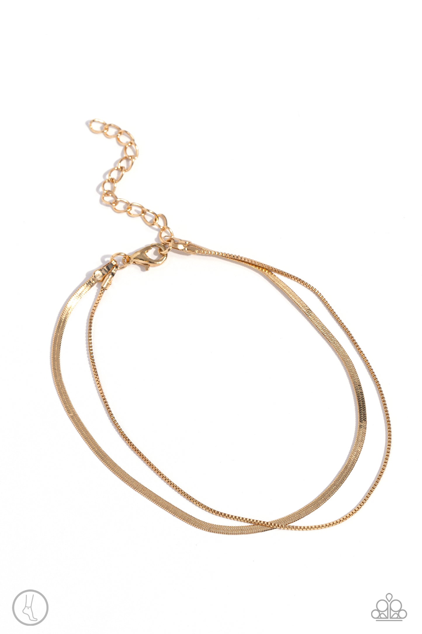 Glistening Gauge - Gold Snake & Box Chain Anklet Paparazzi B1541