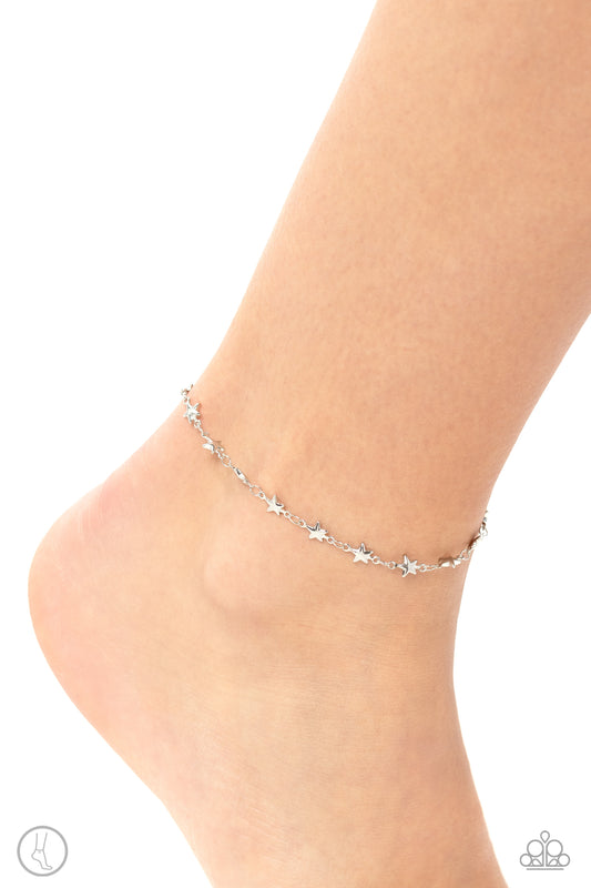 Starry Swing Dance - Silver Star Anklet Paparazzi B1534