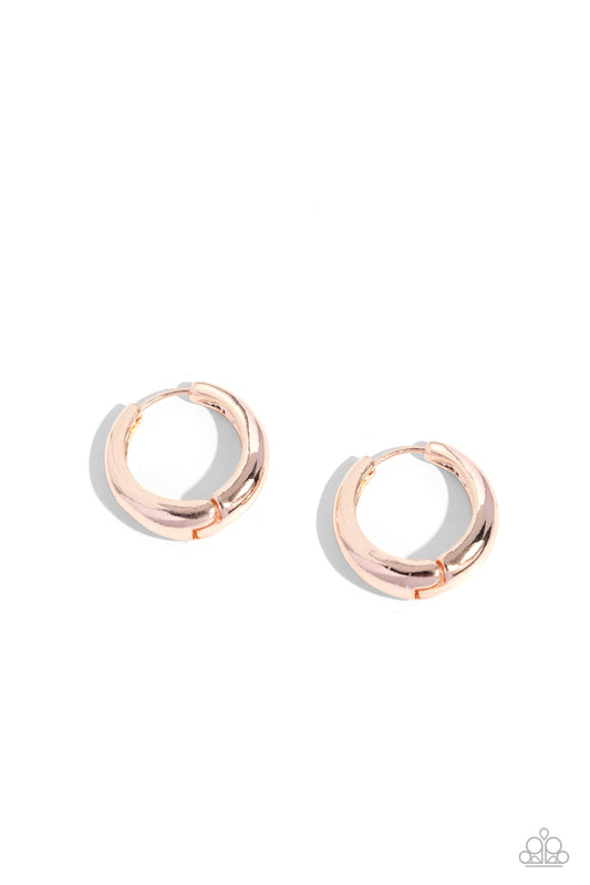 Streamlined Status - Rose Gold 3/4 Inch Hinge Hoop Paparazzi E1890