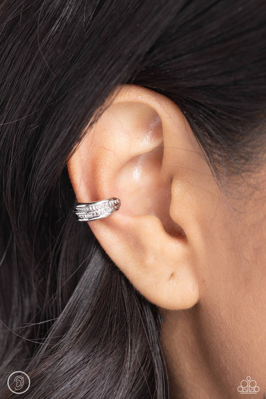 Serrated Season Silver Ear Cuff Earring Paparazzi E1919