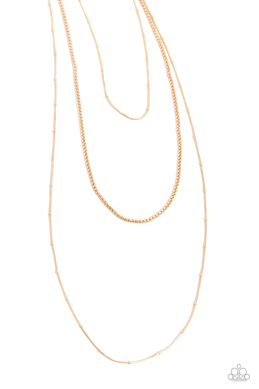 Layer Lockdown - Gold Layered Chain Necklace Paparazzi N2287