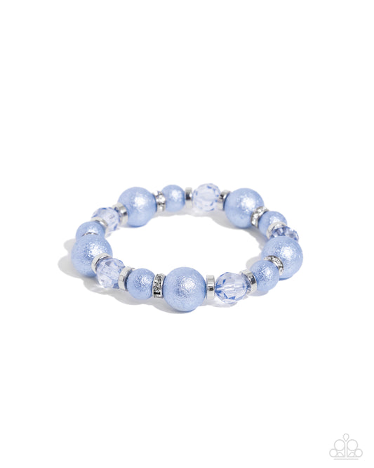Pearl Protagonist - Blue Chambray Shimmer Bead Stretch Bracelet Paparazzi B1576