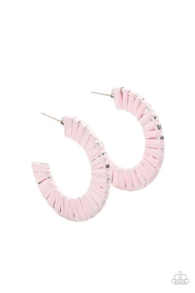 A Chance Of Rainbows Pink 1 1/2 Inch Hoop Earring Paparazzi E0098