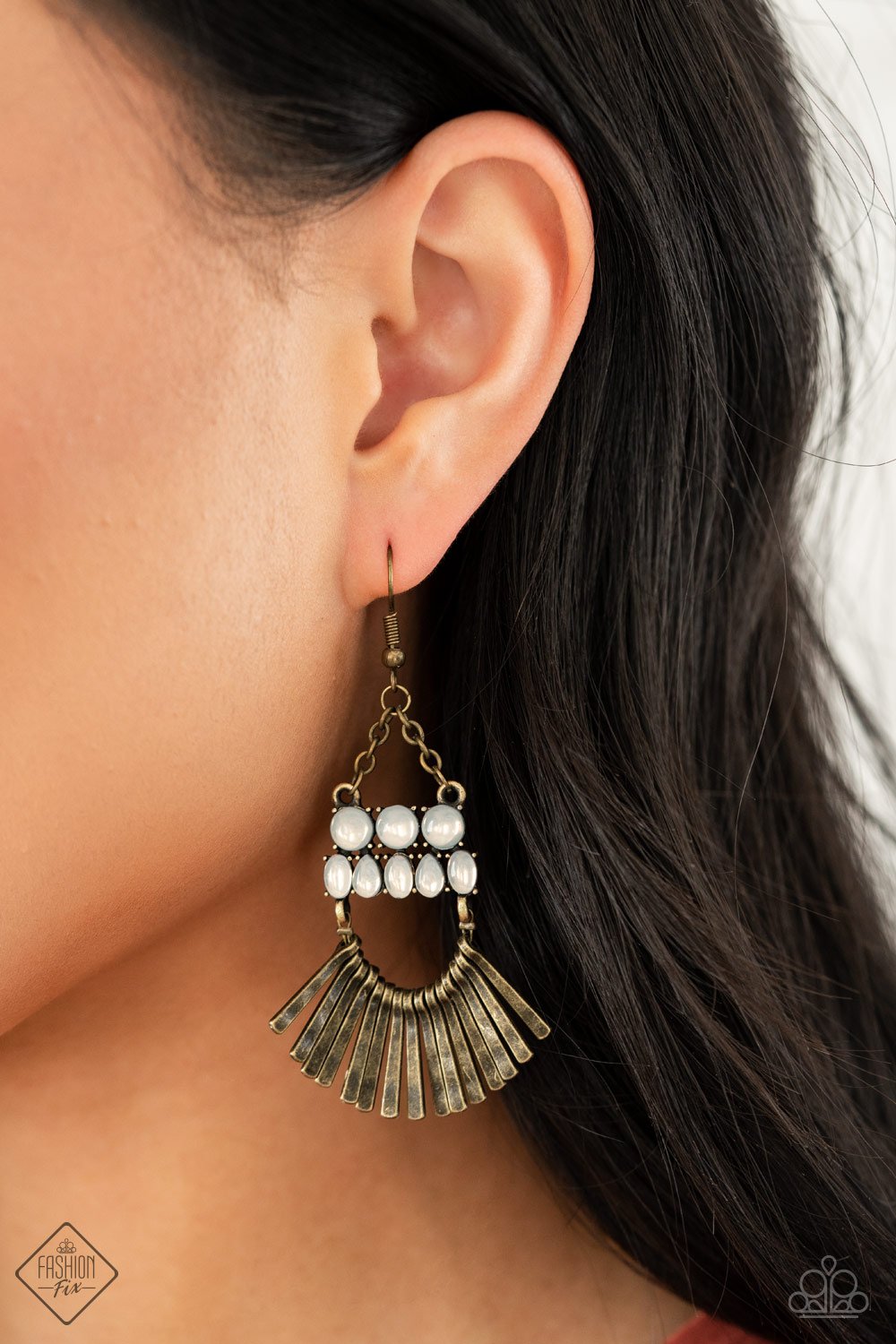 A FLARE For Fierceness Brass Earring Paparazzi E0045