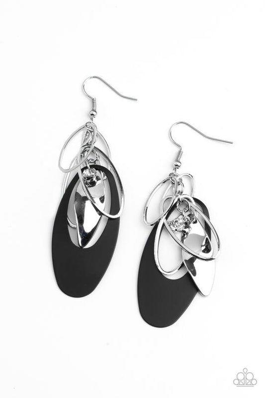 Ambitious Allure Black Earring Paparazzi E0119