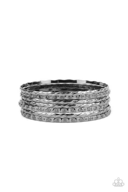 Back To Back Stacks Black Bracelet Paparazzi B0145