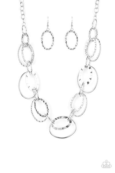 Bend OVAL Backwards Silver Necklace N0307