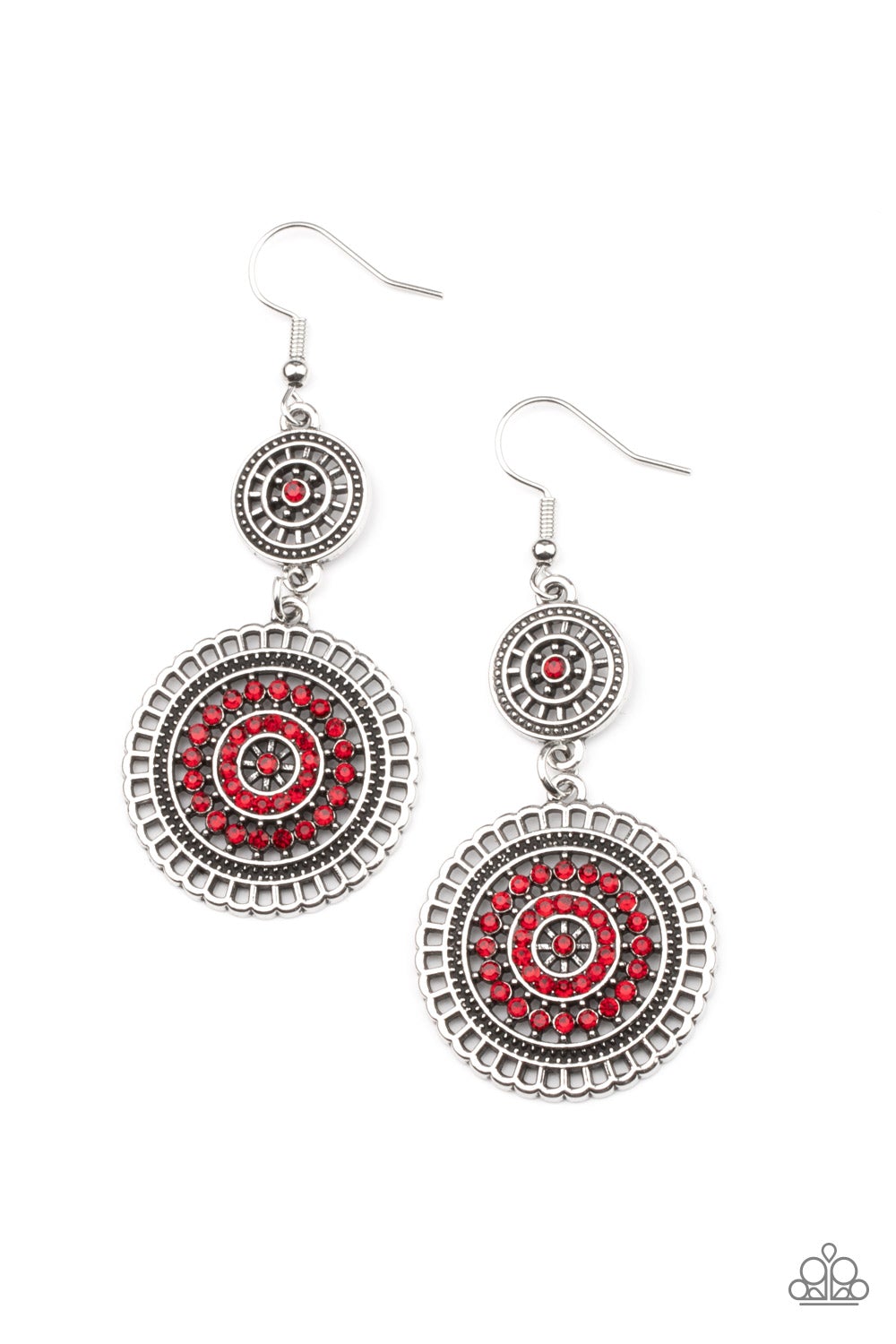 Bohemian Bedazzle Red Rhinestone Earring Paparazzi E0130
