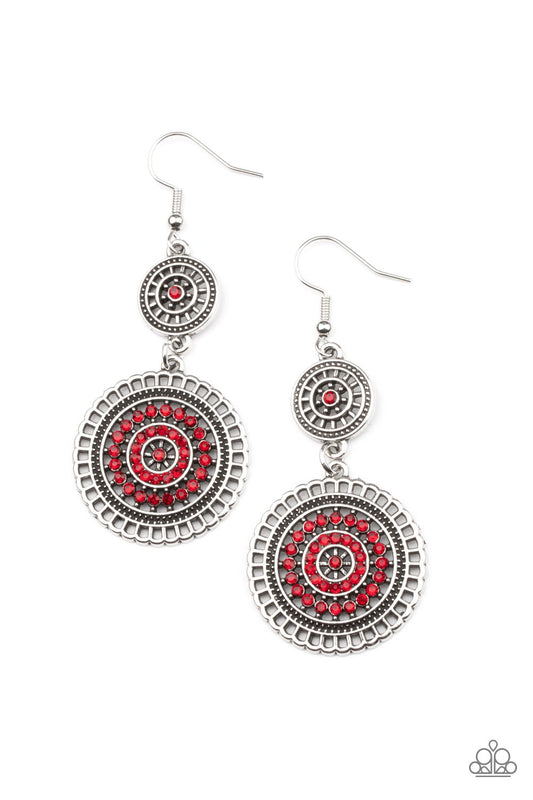 Bohemian Bedazzle Red Rhinestone Earring Paparazzi E0130