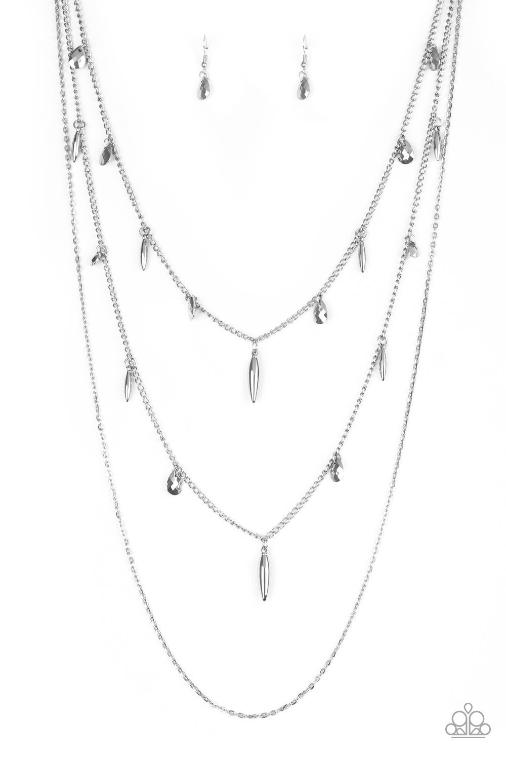 Bravo Bravado Silver Teardrop Necklace Paparazzi N0037