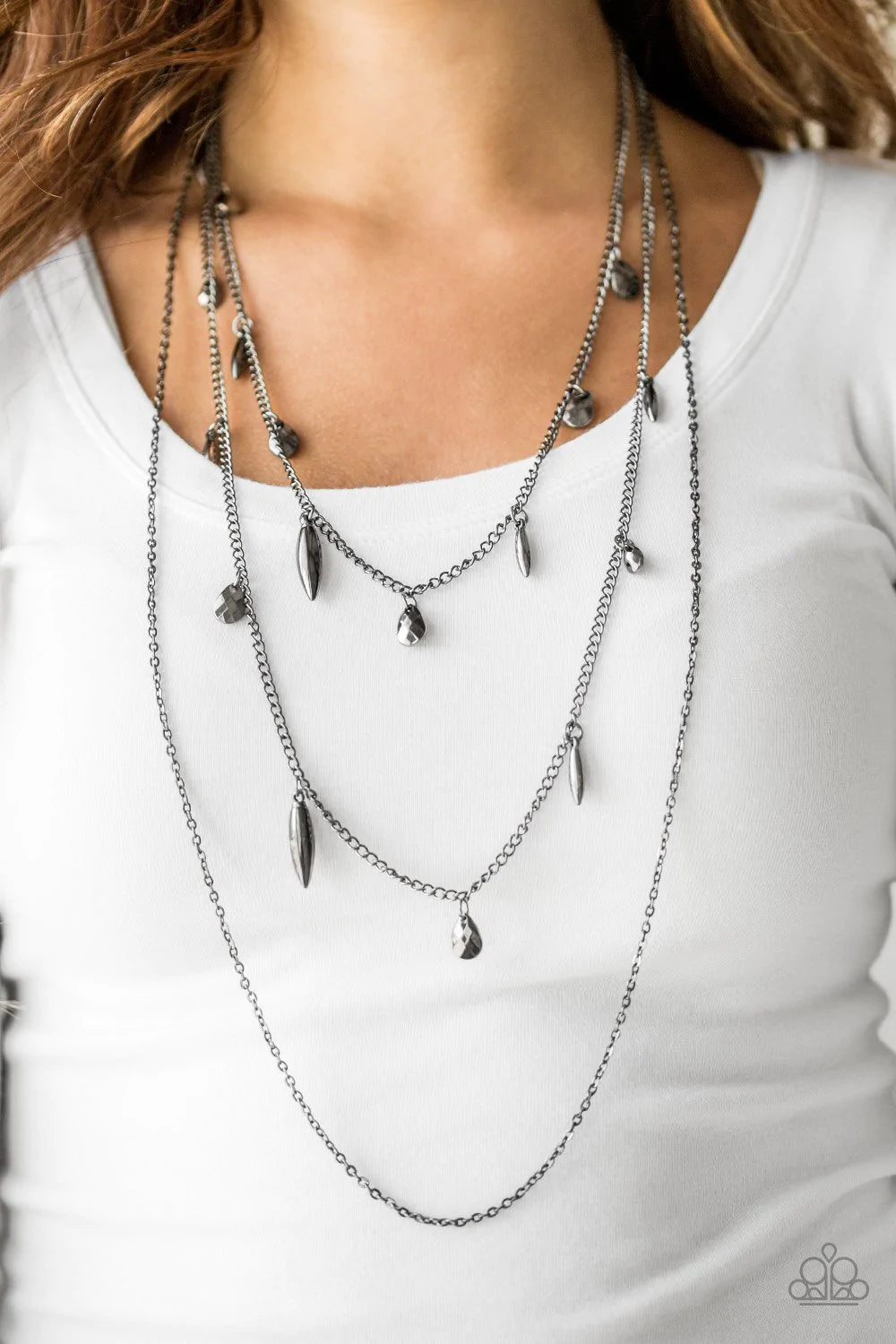Bravo Bravado Black Gunmetal Necklace Paparazzi N0972