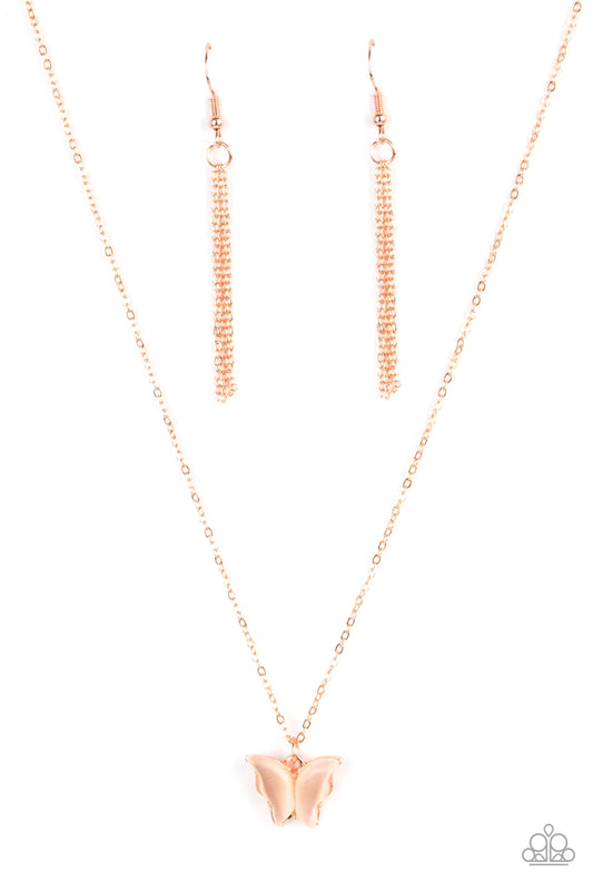 Butterfly Prairies Copper Cat's Eye Butterfly Necklace Paparazzi N0912