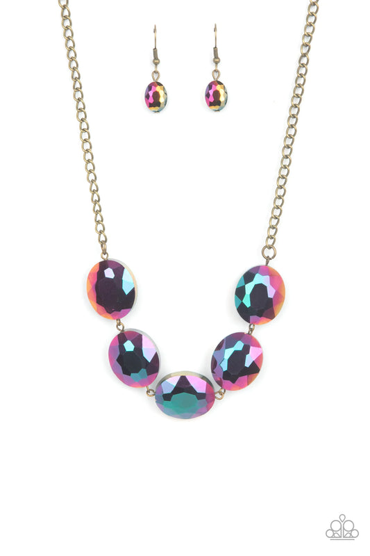 Cosmic Closeup Brass Oil Splill Necklace Paparazzi N0831