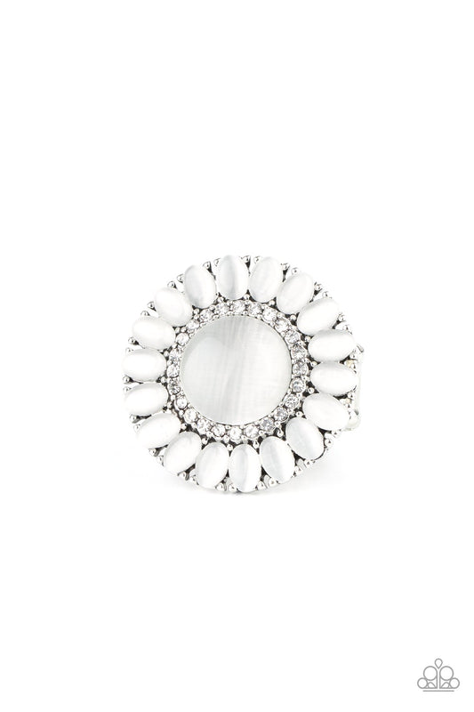Elegantly Eden White Cat's Eye Ring Paparazzi R0062