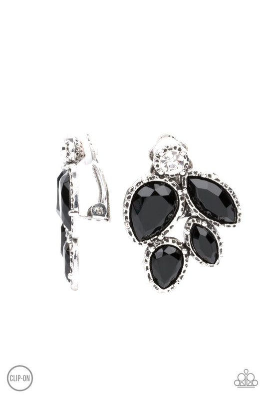 Fancy Foliage Black Clip-On Earring Paparazzi E0092