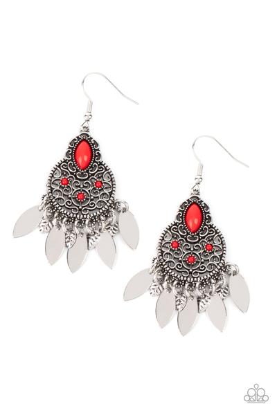 Galapagos Glamping Red Earring Paparazzi E0241