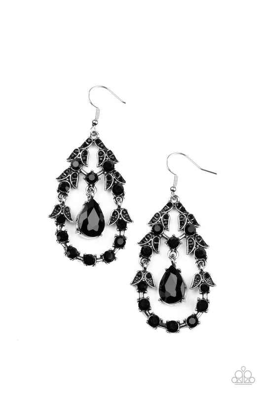 Garden Decorum Black Earring Paparazzi E0015