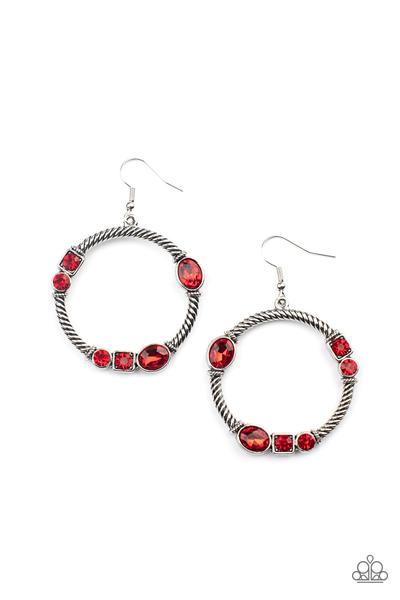 Glamorous Garland Red Earring Paparazzi E0079