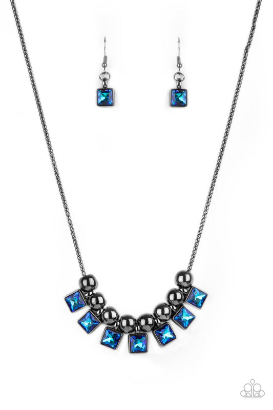 Graciously Audacious Blue Iridescent Gem Necklace Paparazzi N0339
