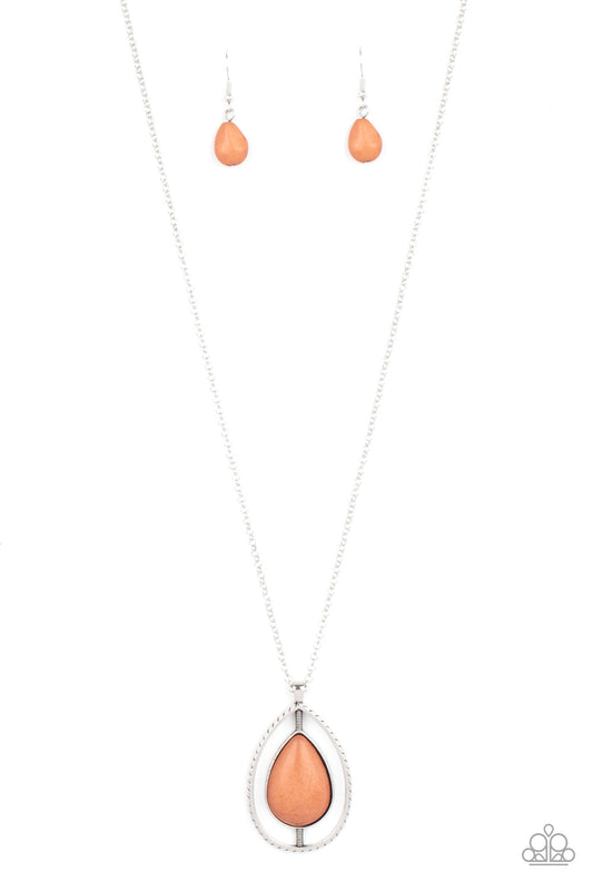 Here Today, Patagonia Tomorrow Brown Cracked Stone Necklace Paparazzi N0185