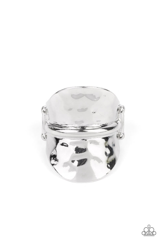 High Stakes Gleam Silver Ring Paparazzi R0152