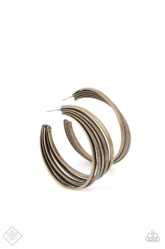 In Sync - Brass Earring Paparazzi E0403