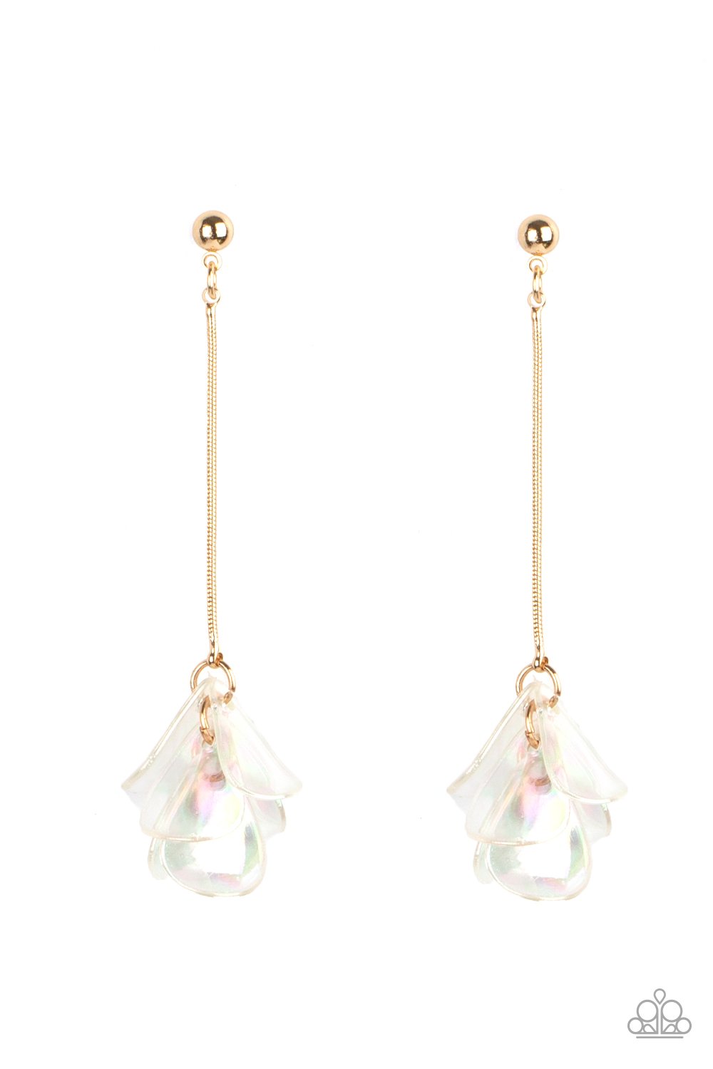 Keep Them In Suspense Gold Iridescent Petals Post Earring Paparazzi E0319