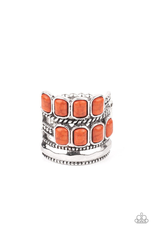 Mojave Monument Orange Cracked Stone Santa Fe Style Ring Paparazzi R0138