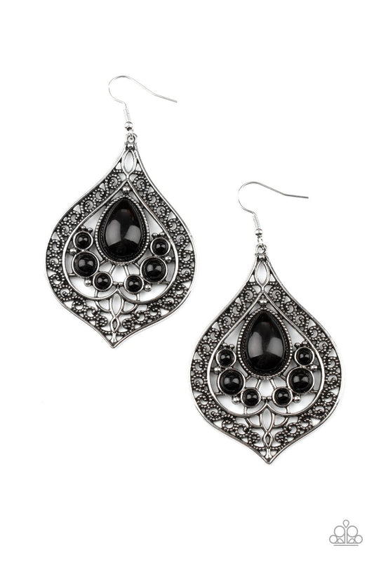 New Delhi Nouveau Black Earring Paparazzi E0175