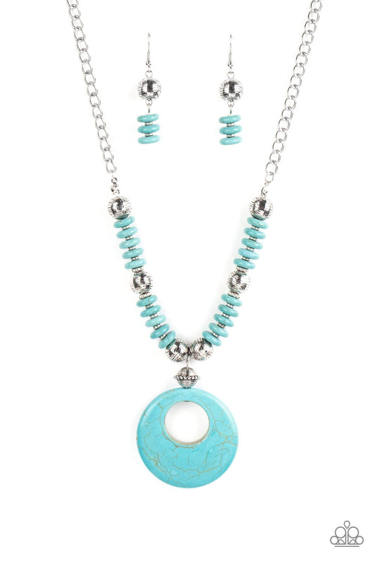 Oasis Goddess Blue turquoise Stone Santa Fe Style Necklace Paparazzi N0315