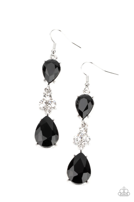 Once Upon A Twinkle Black Rhinestone Teardrop Earring Paparazzi E0145