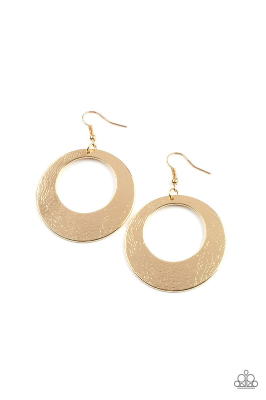 Outer Plains Gold Rustic Fashion Earring Paparazzi E0140