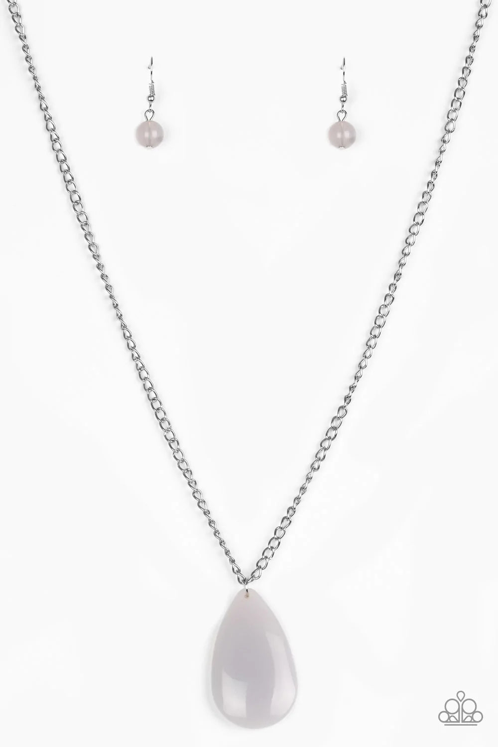 So Pop You Lar Silver Gray Teardrop Necklace Paparazzi N0115