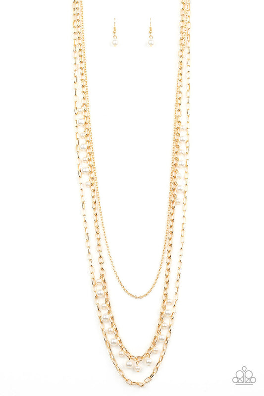 Pearl Pageant Gold Necklace Paparazzi N0207