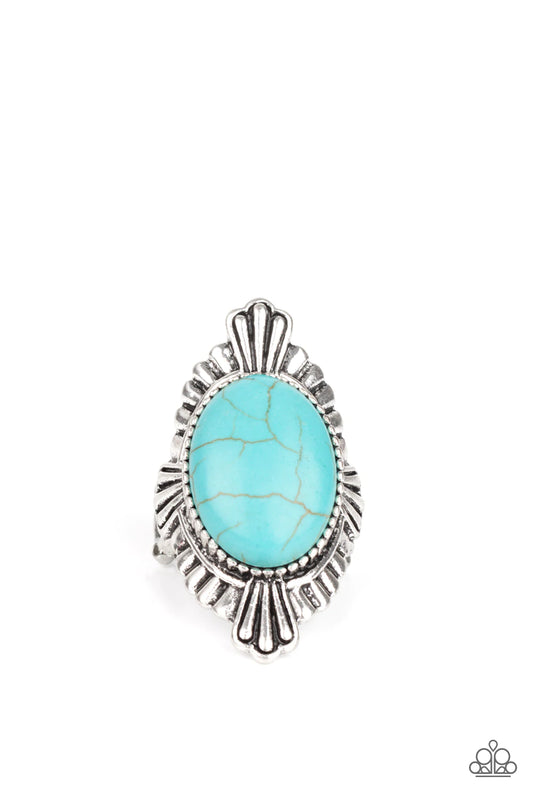 Pioneer Party Blue Cracked Stone Ring Paparazzi R0052