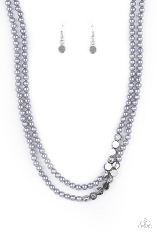 Poshly Petite Silver Metallic Beads Necklace Paparazzi N0273