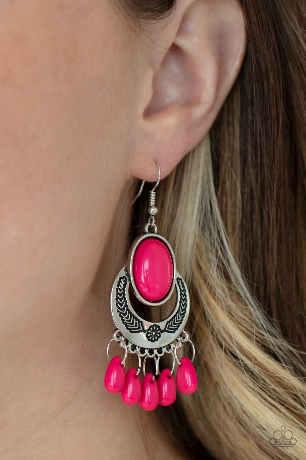 Fashion flirt pink earring on sale paparazzi